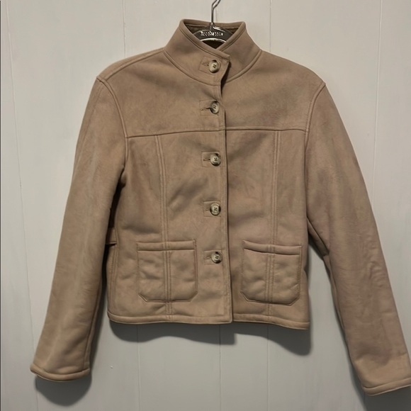 Mossimo Supply Co. Jackets & Blazers - Mossimo Supply Co Tan Utility Jacket with Stand-up Collar and Fitted Silhouette